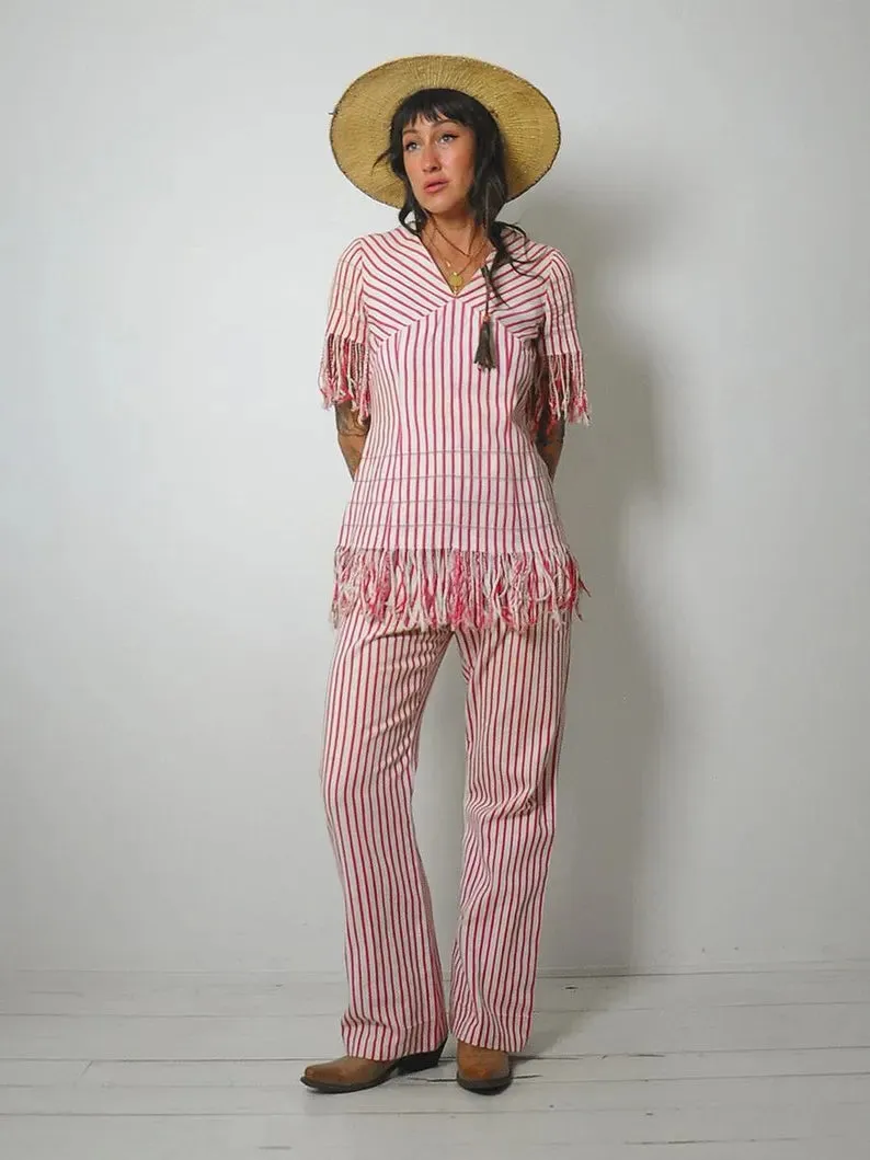 1950's Fringe Striped Pant Set