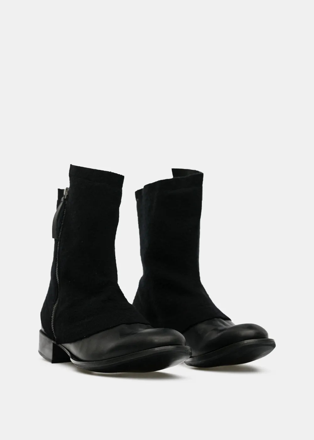 Black Asymmetric Zip Boots