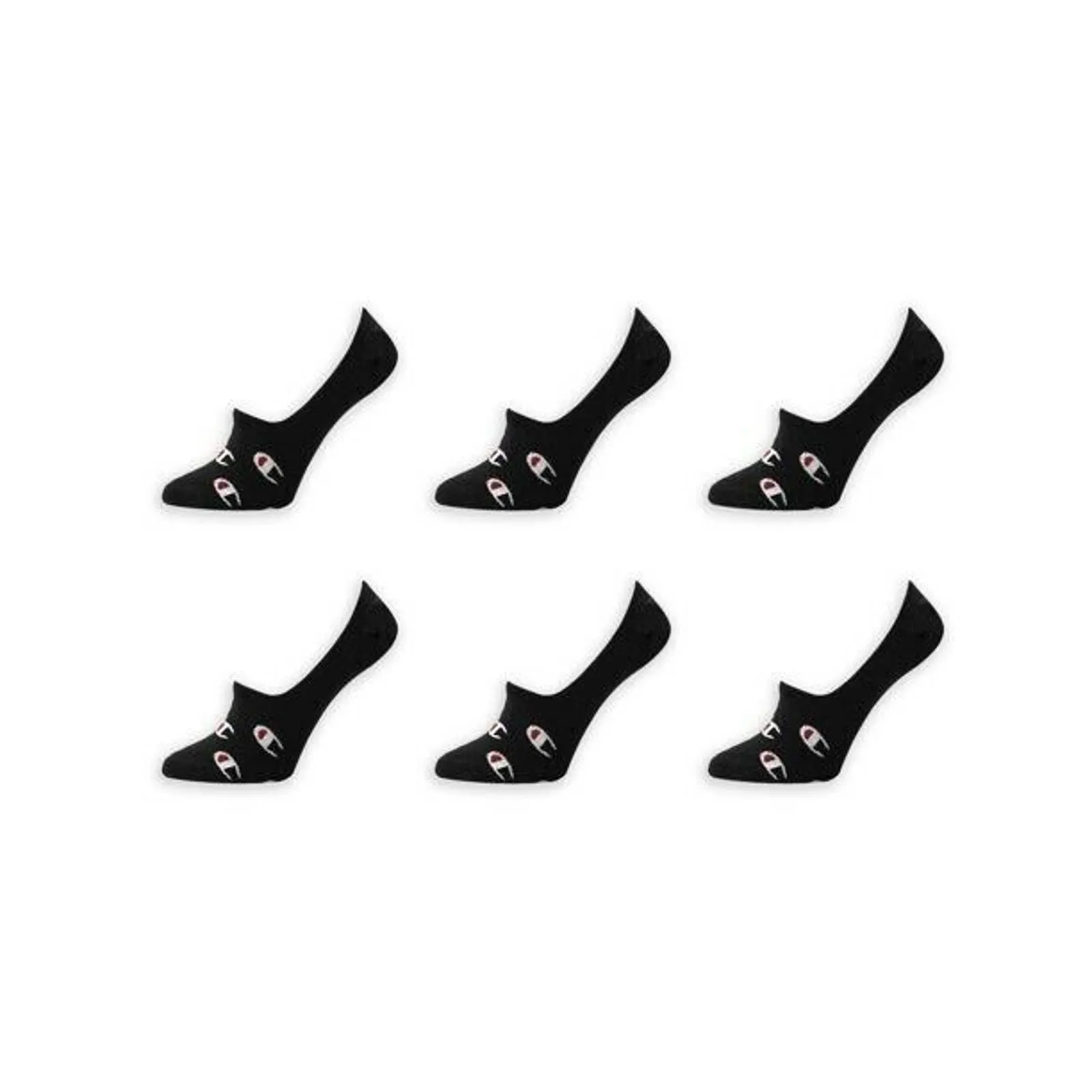 Champion Womens 6-Pk. Invisible Liner Socks Black Logo, NWT