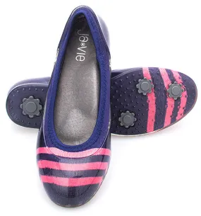 ja-vie navy/pink stripe jelly flats shoes