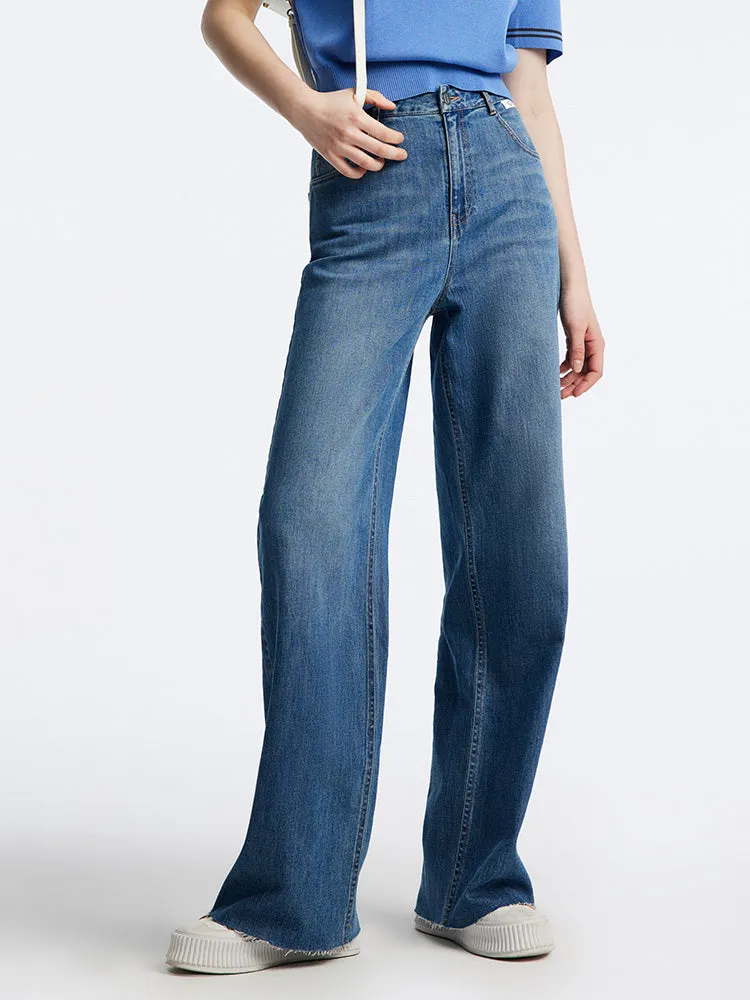 Loose Cut Hem Straight Jeans