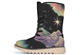 Northern Lights Fold Over Winter Boots - Microsuede Vegan Boots with Fur Lining and Convertible Style