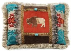 "Canyon View" Western Feather Buffalo Accent Pillow