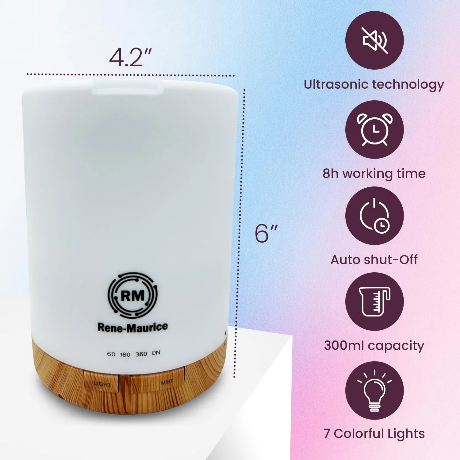 ReNe-Maurice Electric Ultrasonic Aroma Diffuser (Free Essential Oil)