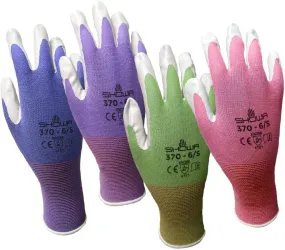 TATL370NT ATLAS WOMEN'S KNIT NITRILE PALM GARDENING GLOVES-MULTI COLOR 12 PACK