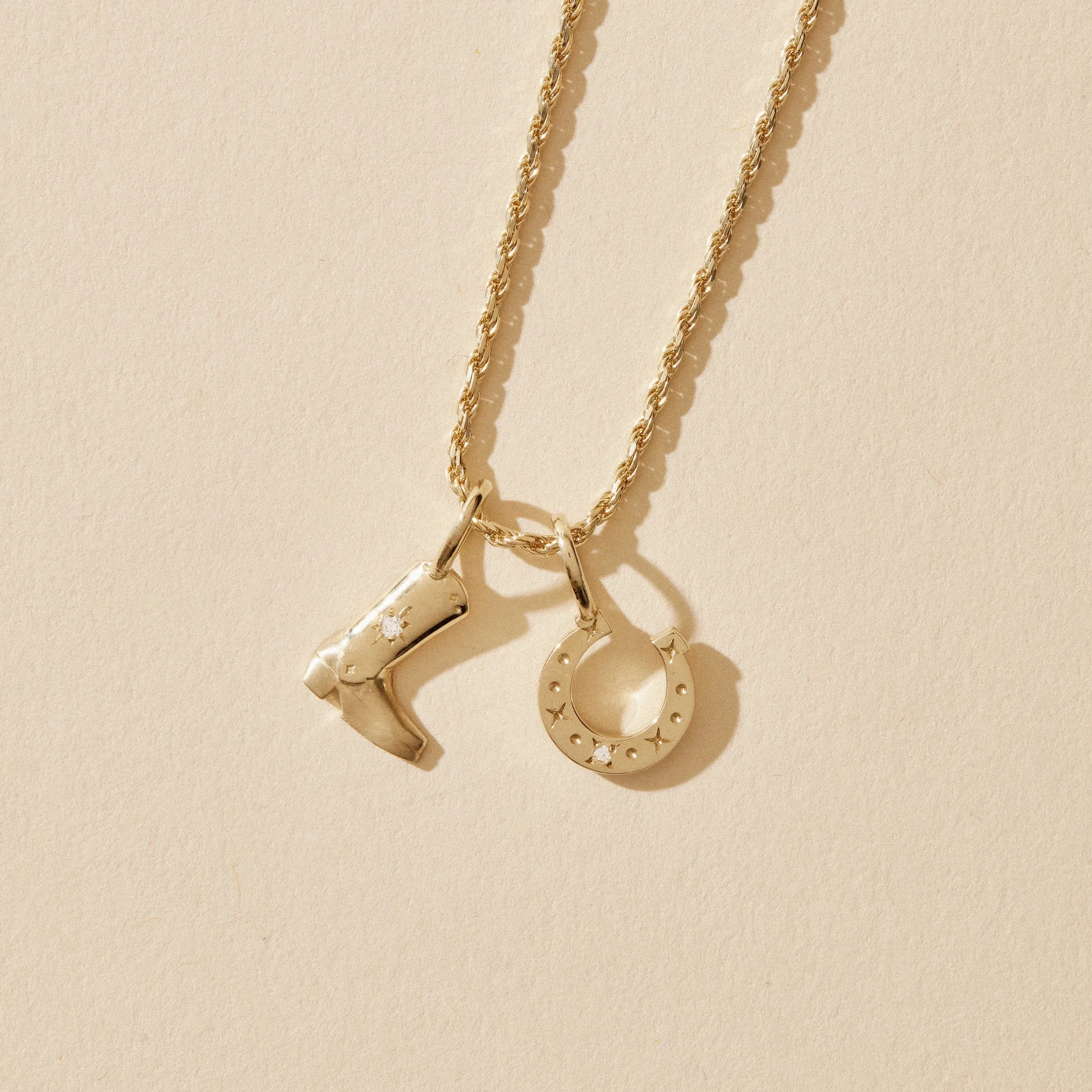 wild luck horseshoe charm - 10k yellow gold, diamond